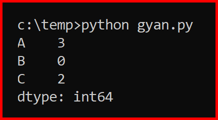 Picture showing the output of idxmax function in pandas